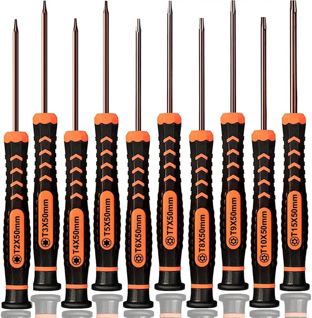 Torx Screwdriver Set of T2T15,  10Piece Magnetic Small Torx Security Screwdrivers with T2 T3 T4 T5 T6 T7 T8 T9 T10 T15 Star Screwdriver Tool Kit for Xbox,PS3,PS4,Knife,Computer & Other Device