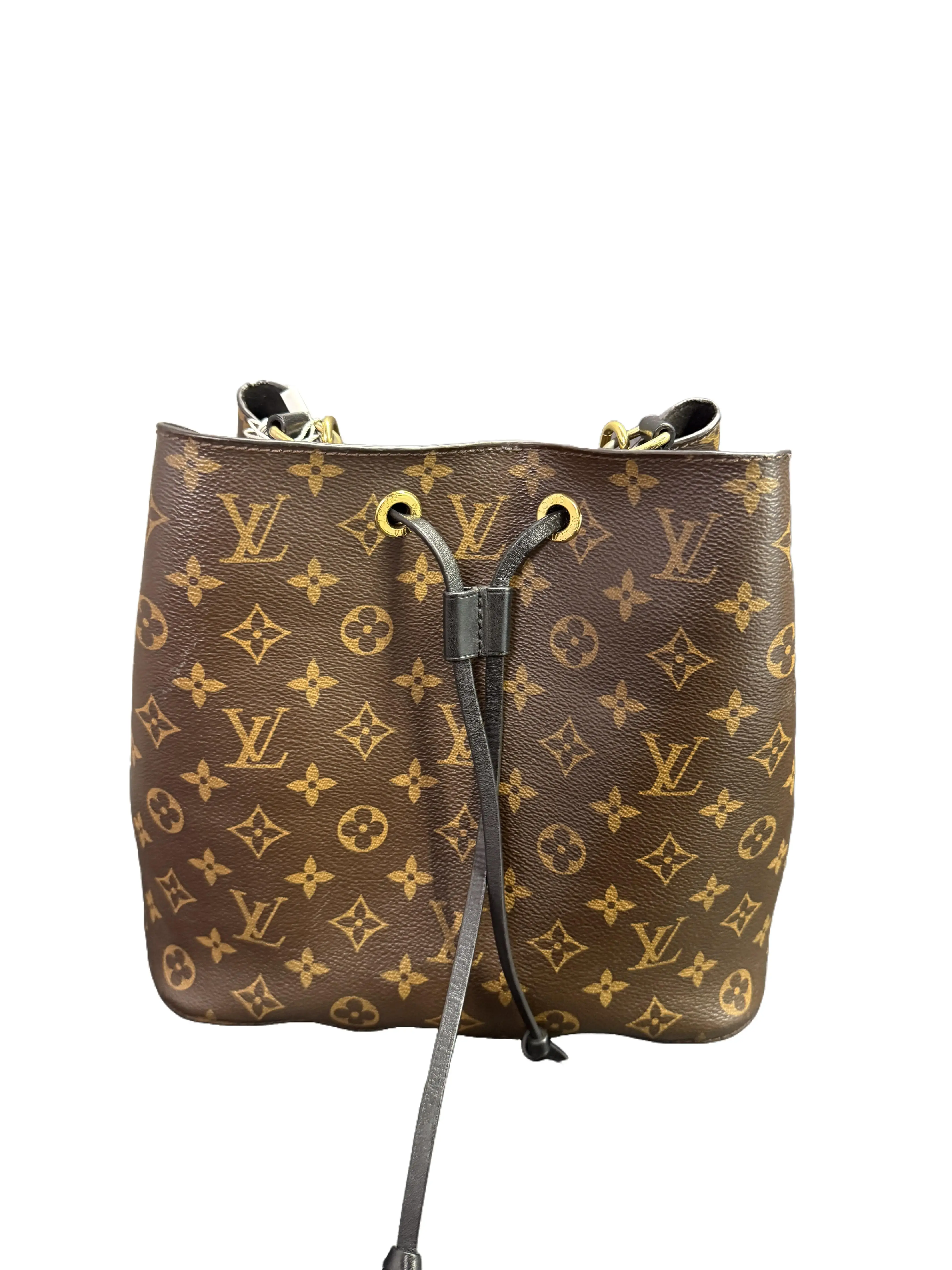 Pre-owned Louis Vuitton Néonoé Bucket Bag – Monogram Canvas with Black Leather