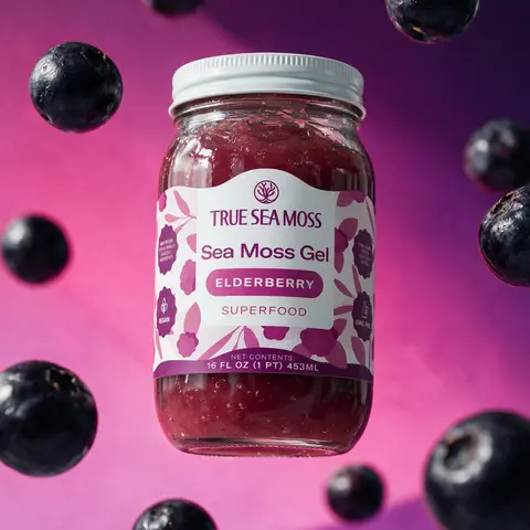 True Sea Moss Elderberry Irish Sea Moss Gel – Rich in Minerals & Vitamins – supports Immune, improves digestion, boosts energy, skin & hair health