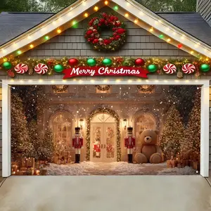 Christmas Garage Door Banner Outdoor Decoration, Large Fabric Gate Cover, Yard Sign Banner, Perfect for Holiday Wall Art, Photo Booths, Weddings, Parties