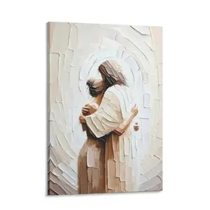 Jesus Wall Art - Jesus Embracing Woman in His Arms Christian Painting - Jesus God Gift Poster Canvas Painting - Pictures for Living Room & Bedroom Decoration