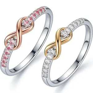 Forever Best Friends Pink Infinity Love Ring Set – 2PCS Promise Rings for Best Friends, Infinity Design, Pink Color, Ideal Gift