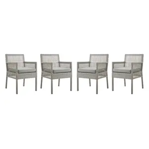 Aura Dining Armchair Outdoor Patio Wicker Rattan Set Of 4