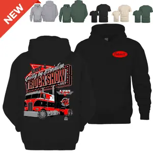 Peterbilt Truck Show Hoodie Tshirt – Vintage Semi Truck Hoodie Tshirt, Classic Peterbilt Style, Guilty By Association Truck Show Hoodie Tshirt, Trucker Outfit, Unisex Apparel