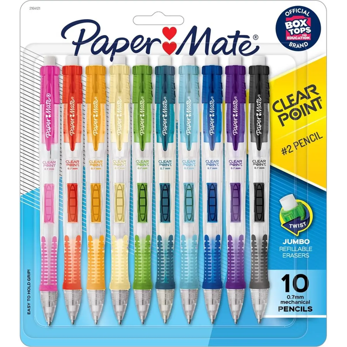 Paper Mate Side Click Clearpoint Mechanical Pencils, 0.7mm Lead, Assorted Barrels, 10-Piece Pack, Stationery Supplies with Jumbo Eraser, Hand Stress Reduction, Office Essentials for Precise Writing & Drawing, School Stationery, College School Supplies