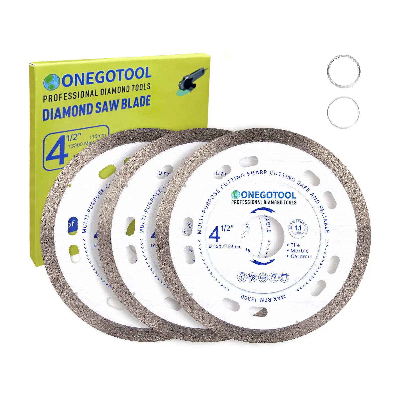 Diamond Saw Blades, 4-1/2" Tile Grinder Cutting Blade for Angle Grinder Tile, Super Thin Indestructible Disc for Grinder for Cutting Porcelain Ceramic Granite Marble.