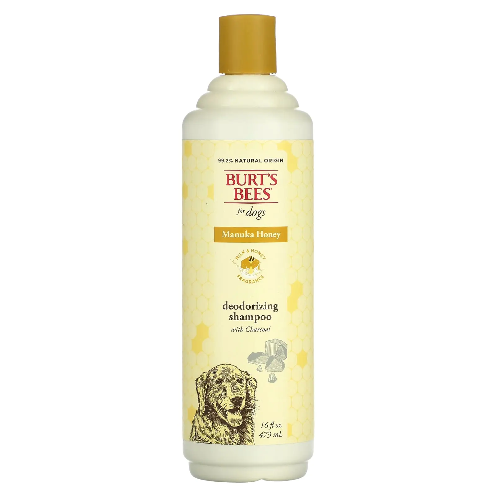 Burt's Bees Manuka Honey Deodorizing Shampoo with Charcoal, For Dogs, Milk & Honey, 16 fl oz (473 ml)
