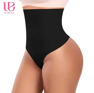 Werena Tummy Control Thong Shapewear for Women High Waist Shaping Underwear Seamless Body Shaper Panties Girdle Black Smooth Curves