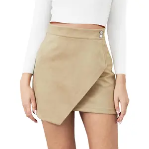 FLUFFY SENSE.Mini Skirt for Women Elastic High Waist Bodycon Wrap Skirt Silky Smooth Stretchy Suede Skirt