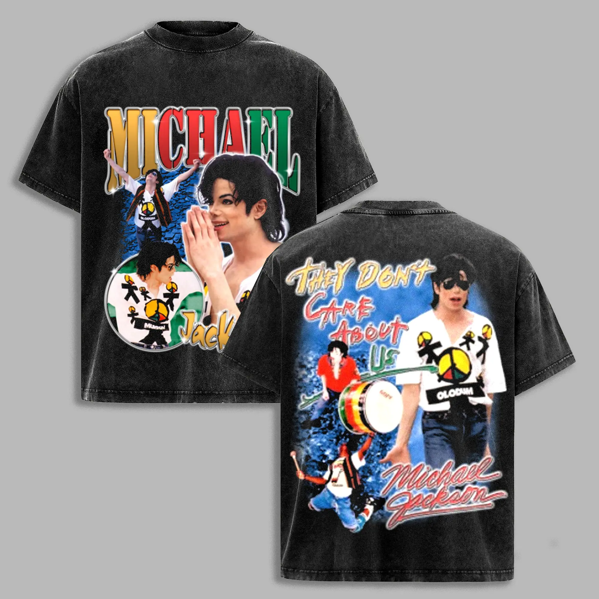 Michael Jackson Vintage Washed Graphic T-Shirt | Don’t Stop ’Til You Get Enough Inspired Double Sided Tee | Retro Pop Music Concert Shirt | King of Pop Fan Unisex Tee, KingOfPop, PopLegend