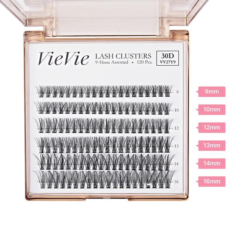 VieVie Narrow Lash Clusters 120pcs DIY Eyelash Extension Lashes, 9-16mm Mix Individual Eyelashes, Natural Look