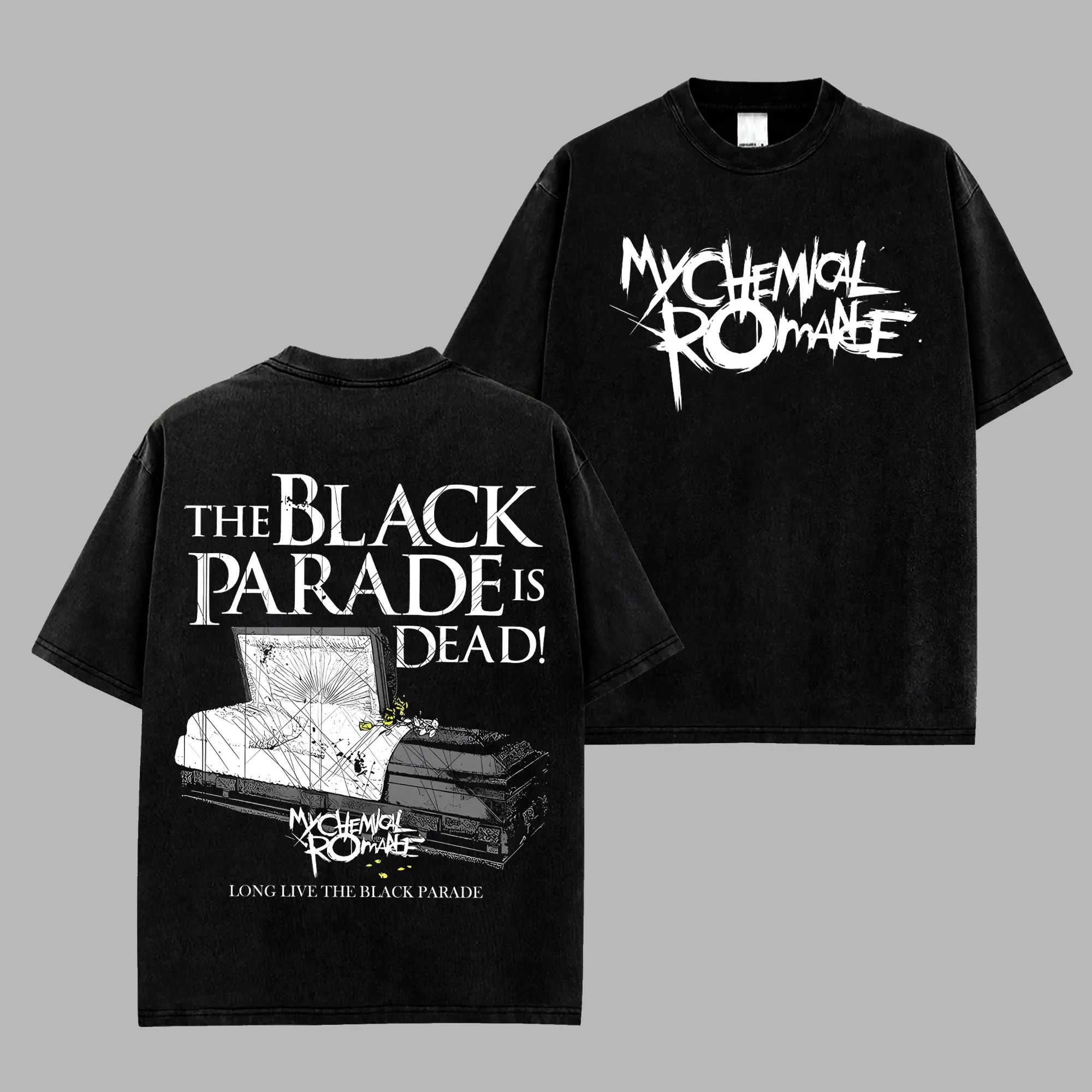 [$$$MANLIFE] MCR The Black Parade Retro Unisex 100% Heavyweight Cotton T-Shirt –Long Live The Black Parade World Tour 2026 T-Shirt, Classic Emo Rock Cotton Tee, Emo Metal Rock Band Shirt, Gift for Rock Fans
