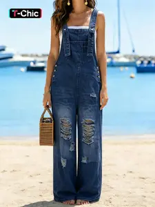 Loose-Fit Women's Denim Overalls, Adjustable Strap Casual Stylish Fashion Jumpsuit for Everyday Wear, Perfect for Summer and Spring