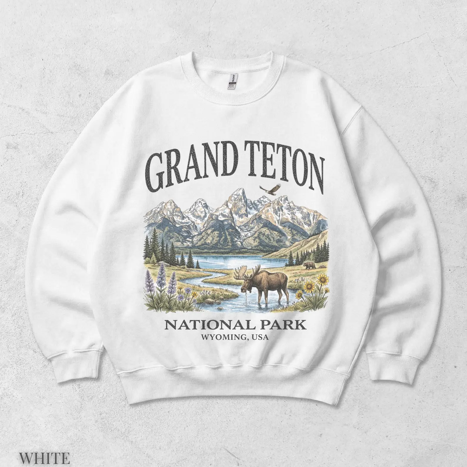 Grand Teton National Park Sweatshirt, Vintage National Park Crewneck, Wyoming Hiking Sweatshirt, Nature Lover Gift.