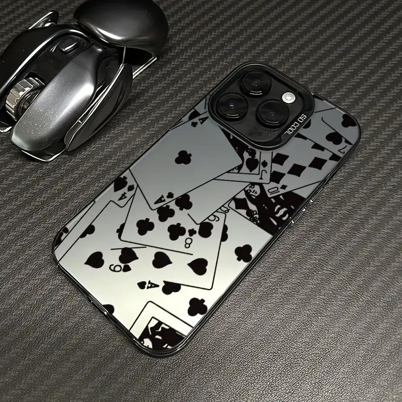 Phone case for iPhone 16 Pro Max 15 Plus 14 13 12 11 XR XS deck of playing cards Pattern Matte Military-Grade Drop Protection Silicone Cover