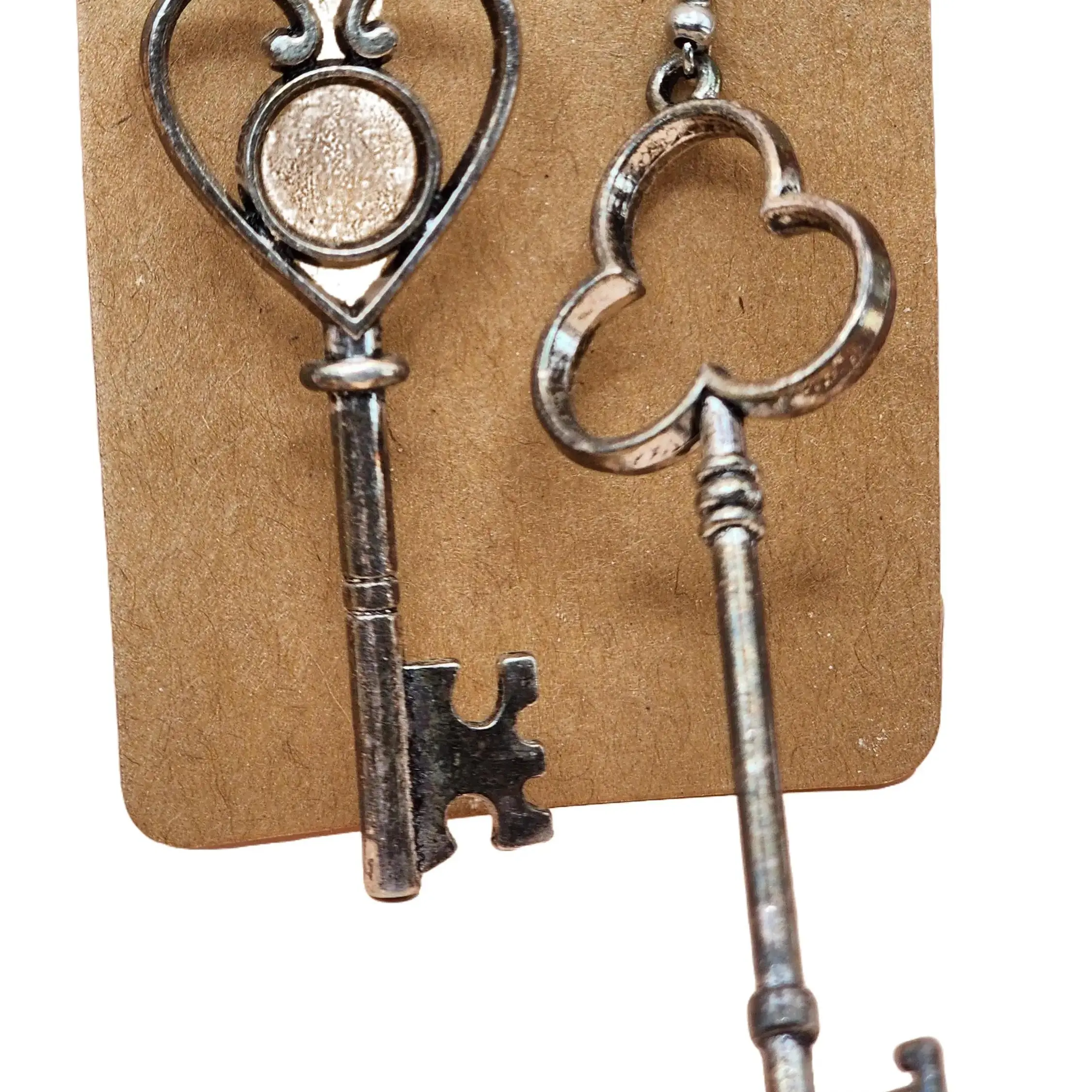 Large Vintage Key Earrings Heart Shaped Design Unique Key Shapes Classic Style Accessories Retro Jewelry