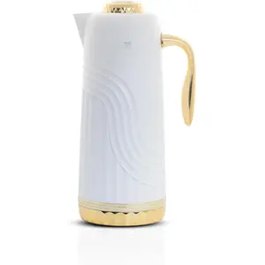 SAFURA Insulated Coffee Carafe Vacuum Flask Carafes for Keeping Hot & Cold Liquid, Double Wall Insulated Hot Coffee Thermos, Multi Use Container for Travel, Hiking, Camping (1.0 L) (White) Drinkware Lid