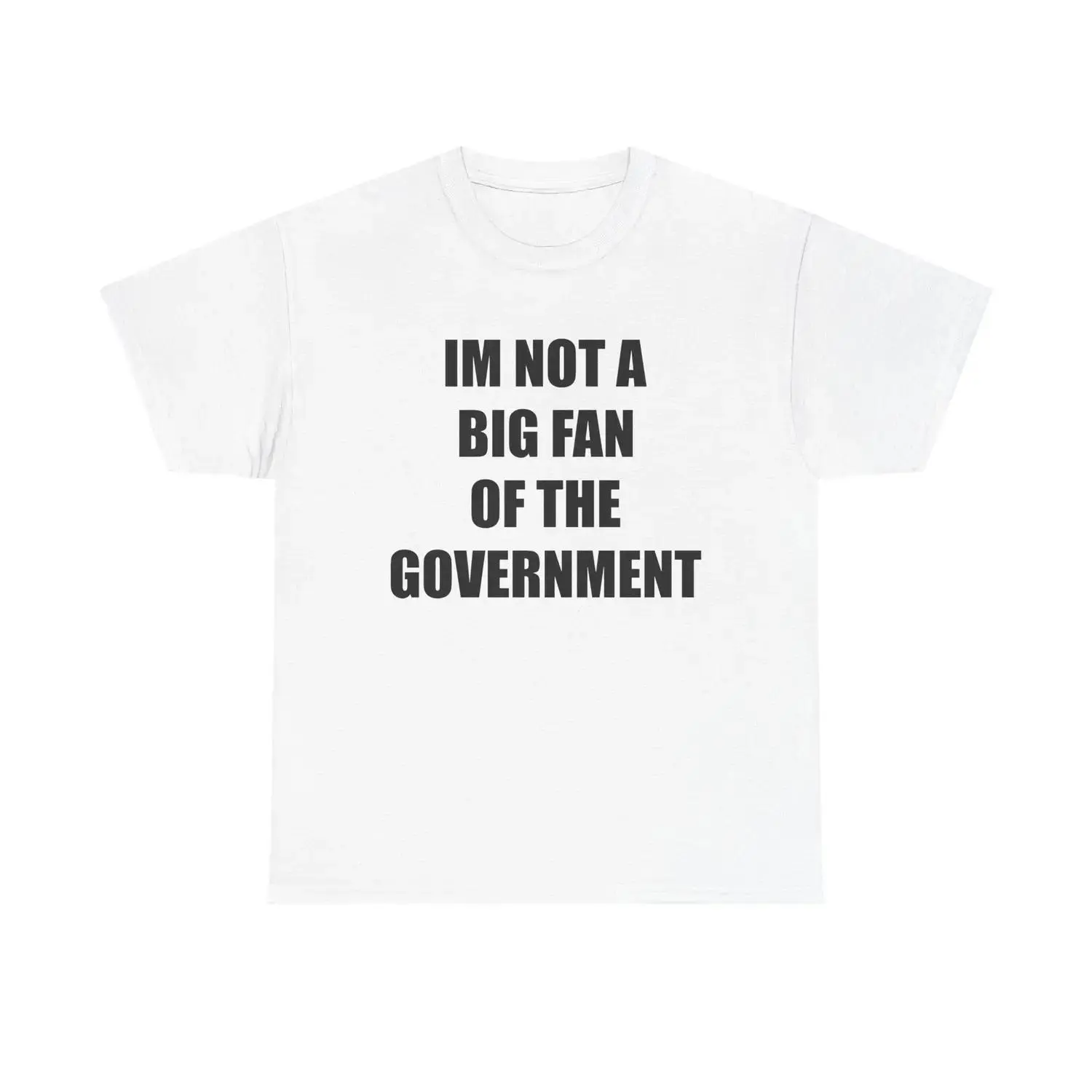 Cotton Graphic Tee Expressing Discontent with Government