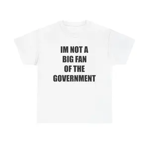 Cotton Graphic Tee Expressing Discontent with Government