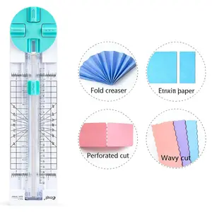 Paper Trimmer Craft Paper Cutter: 4 Style Multi-Function Scrapbooking Tool with Dial Blades of Straight,Wave,Dotted,Perforated,Creasing for Cutting Paper,Coupons,Photos,Postcards,Scrapbook,Card