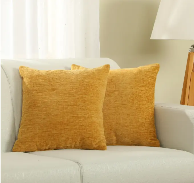 Yellow Chenille Pillow, 18''x18'', 2 Pack Yellow Chenille Pillow, 18''x18'', 2 Pack