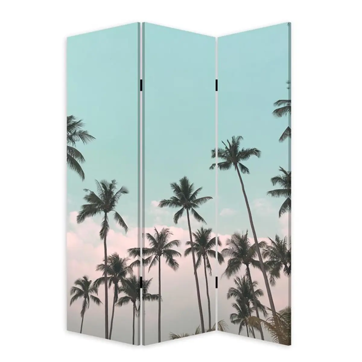 Screen Gems SG-389 72"x48" 2-Sided Westcoast Themed Privacy Room Divider - Indoor Furniture, Divider Living Room, Space Separator, Headboard, Palm Trees and Blue Skies Wall Art