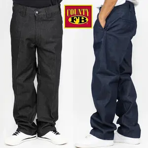 FB County Men's Heavyweight Hard Denim Jeans Straight Leg Work Pants