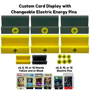 Custom Card Display Stand for PSA, BSS, CGC, Toploaders, Sleeves, Slabs, & More | Changeable Pins – Electric Energy Themed