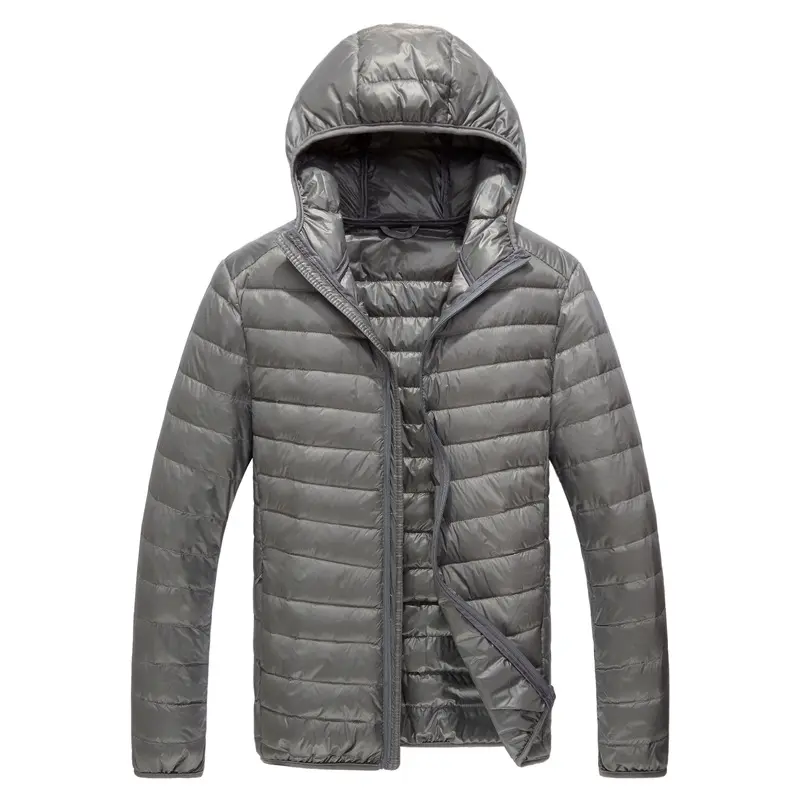 Down jacket gray hooded