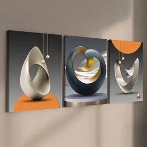 3-Piece Modern Abstract Art Canvas Prints, Solid Wood Frame, Waterproof HD Wall Decor for Home Office Living Room Bedroom Decoration