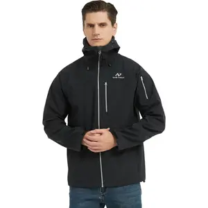 Men's Waterproof Softshell Rain Jacket, Hooded Windbreaker 7 Pockets, Lightweight Shell for Outdoor Activities