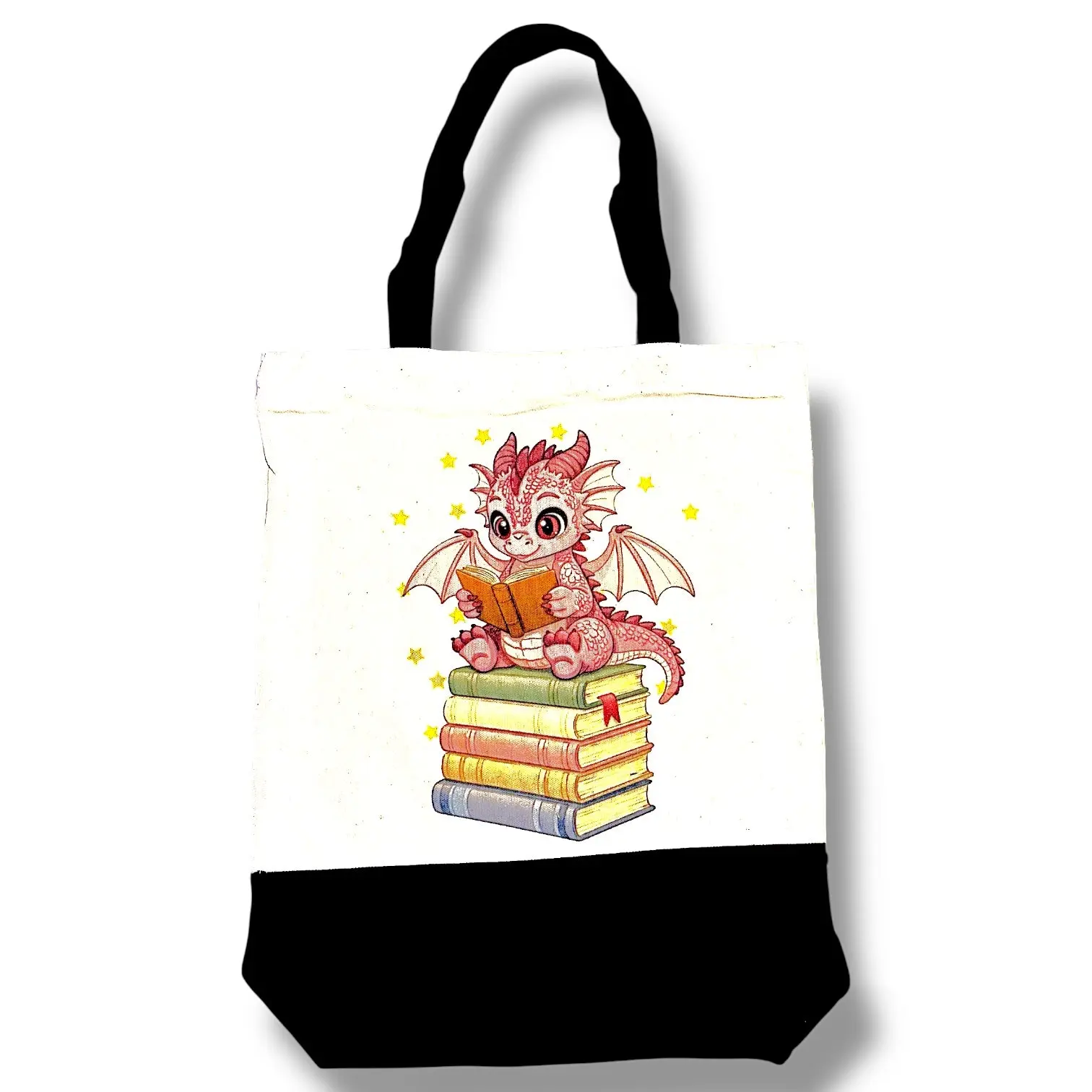 Book Dragon Canvas Totes - multiple options! Black bottom or color tote Book Dragon Canvas Totes - multiple options! Black bottom or color tote