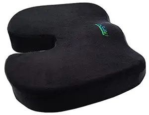 Comfort4U Orthopedic Memory Foam Seat Cushion for Car seat - Office Chair - Gaming Chair - Boat seat - Tailbone Cushion - Coccyx Cushion - Sciatica Pillow for Sitting (Black, Velvet)