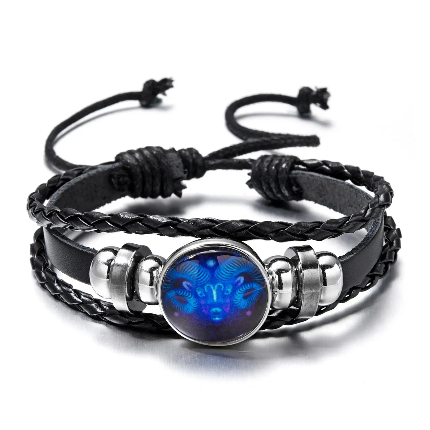 Luminous 12 Zodiac Constellation Sign Braided Couples Leather Bracelet For men Black Rope Charm Party Grow in the dark Jewelry Luminous 12 Zodiac Constellation Sign Braided Couples Leather Bracelet For men Black Rope Charm Party Grow in the dark Jewelry