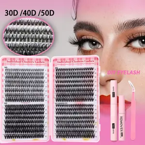 Surprise DIY False Eyelash Extension Kit, Natural Look with Dense Effect, Non-Toxic D Curl Lashes for Home Use, Mixed Styles