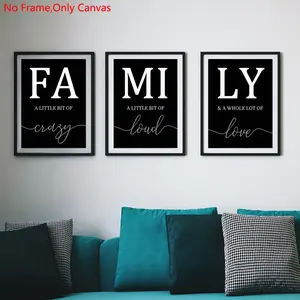 3 Pieces/Set Frameless Canvas Painting Print Poster,Classic Nordic Minimalist Farmhouse Pop Art,Family quotes,Perfect for gifting to people who value emotional expression,Bedroom,Study,Office,Living Room,Hallway,Kitchen,Mural,Wall Decoration,Room Decor