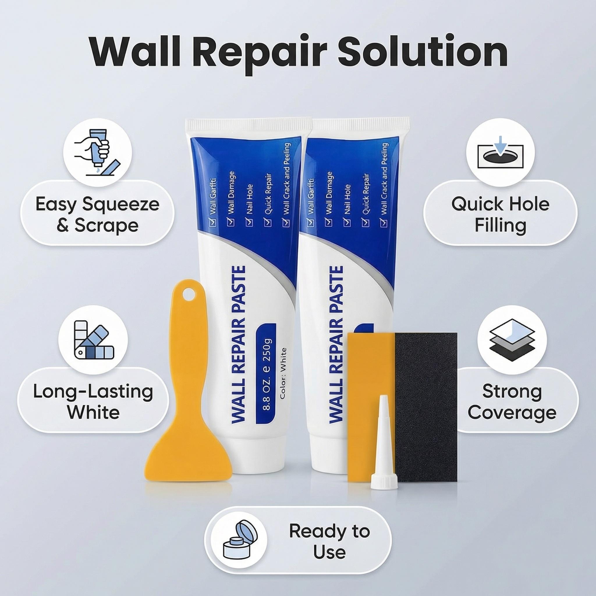Wall patching compound, wall repair paste, wall restoration latex, wall putty paste