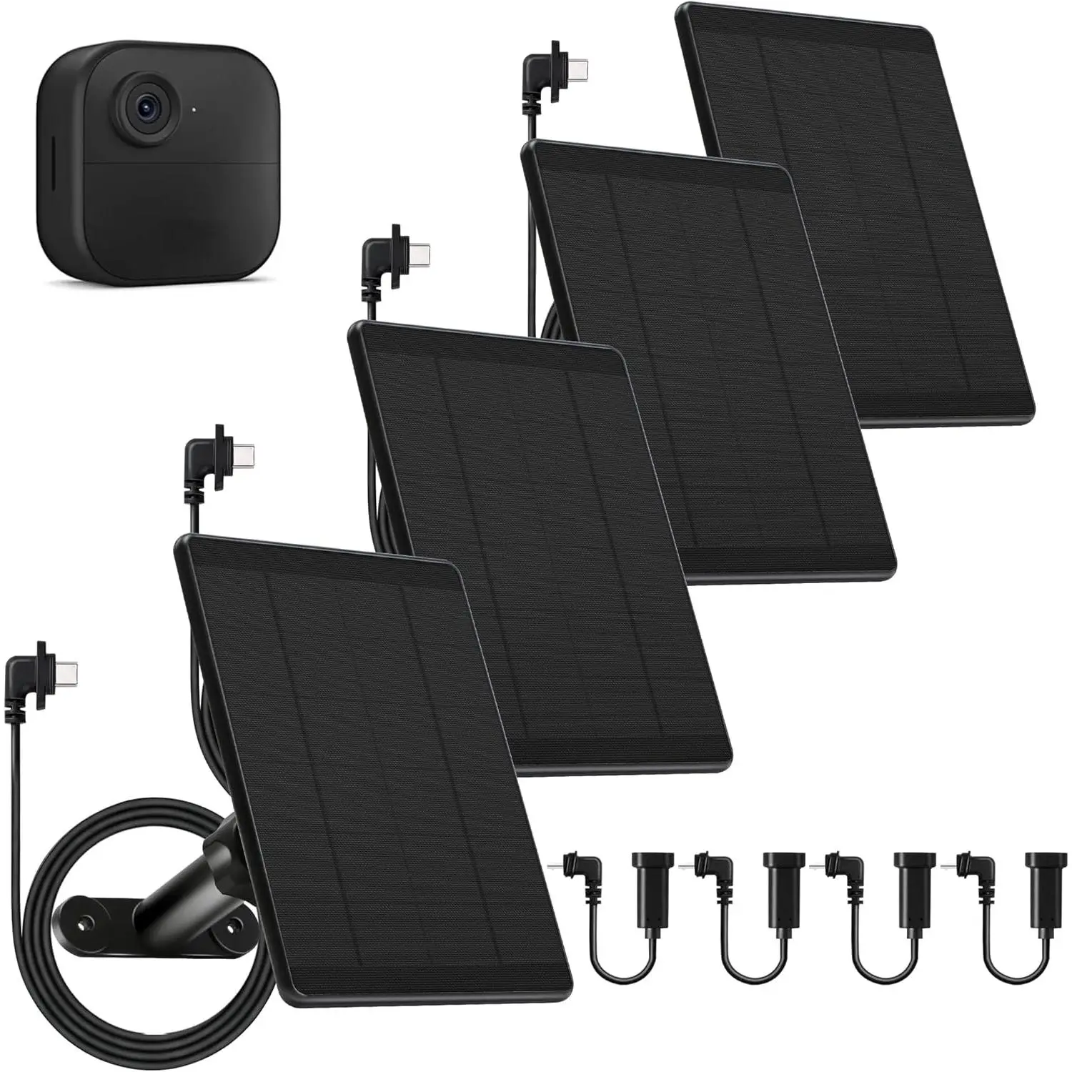 4 Pack Solar Panel for Blink Outdoor 2K+ 4th Gen 3rd Gen XT3 XT2 Camera 6W Solar Charger with 360° Adjustable Mount 5.9in to 8.7in 10ft Outdoor Power
