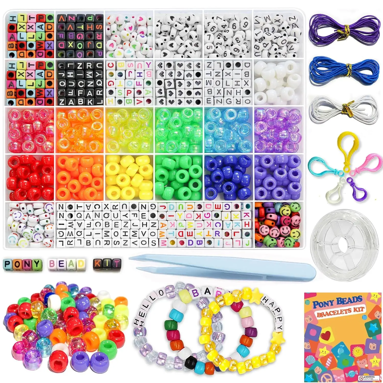 1300PCS Friendship Bracelet Beads Kit with Letter Charms for DIY Jewelry and Craft Making