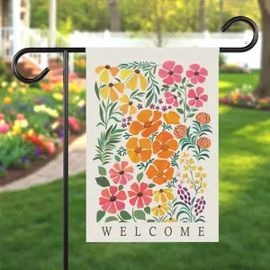 Welcome Garden Flag 12x18 Inch, Colorful Floral Welcome Sign Flag, Beautiful and Bright Flower Designs, High-Quality Polyester, One-Sided Print for Outdoor Use