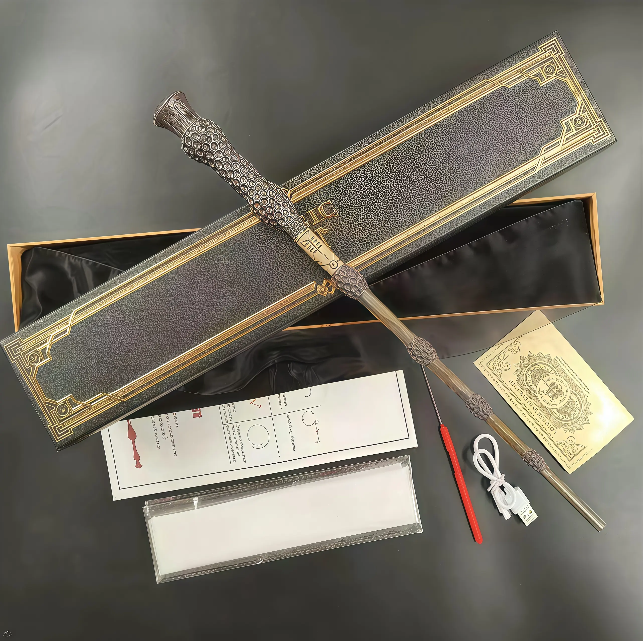 Premium Wizarding World Replica Magic Wand, Dumbledore Props, Halloween Role Play Costume Tool, Magic Acrobatics Equipment Accessory