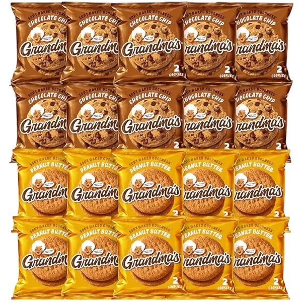Grandma's Cookie Variety Pack - Pack of 20- (40 Cookies) Chocolate Chip & Peanut Butter - Soft Baked Treats for All Ages - Snack Biscuit Cooky