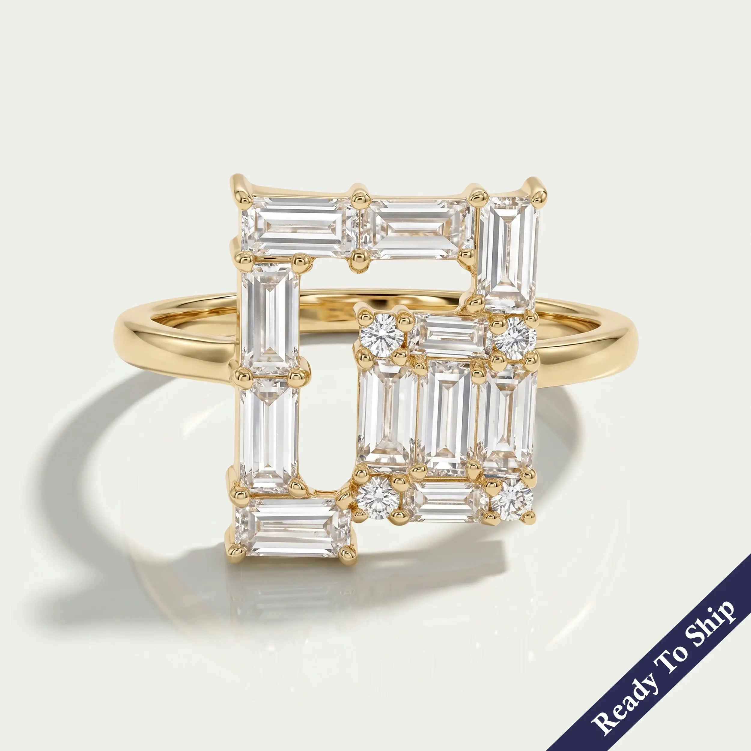 Baguette Cut Lab Grown Diamond Cluster Engagement Ring