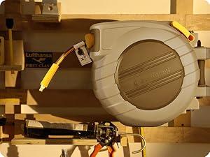 GLAHODEN Upgraded Retractable Air Hose Reel,MAX 3/8IN x 100FT Hybrid Air Hose Max 300PSl, AirCompressor Hose Reel Auto-Rewind with 6.6 FTLead in, Ceiling/Wall Mount Enclosed Pp Reel &Built-in 180° Swivel Bracket，TikTokShopBlackFriday