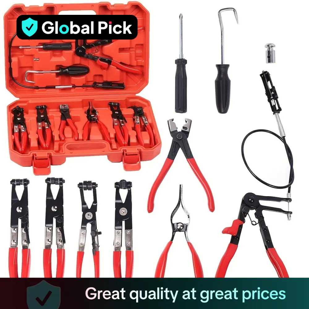 Professional Hose Clamp Kit(9pcs), Fuel Line Disconnecting and Dismounting Tool Set for Automotive Maintenance