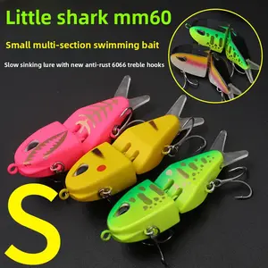 60mm Multi Jointed Fishing Lure Double Hooks Colorful Sinking Lure for Bass Trout