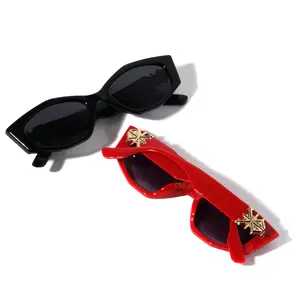 SPRING - Angular Cat Eye with Designer Temple Sunglasses (5 colors)