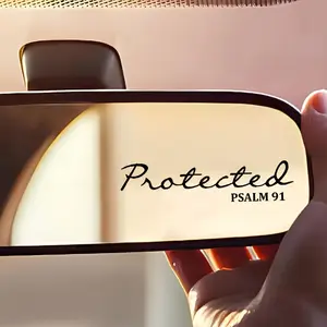 2PCS/SET  "Protected PSALM 91" Protection Themed Car Sticker for Car Rearview Mirror Decoration, Create Devout Protection-Styled Interior Space, A Must for Religious Faith Enthusiasts, Help Your Car Show Unique Sacred Taste
