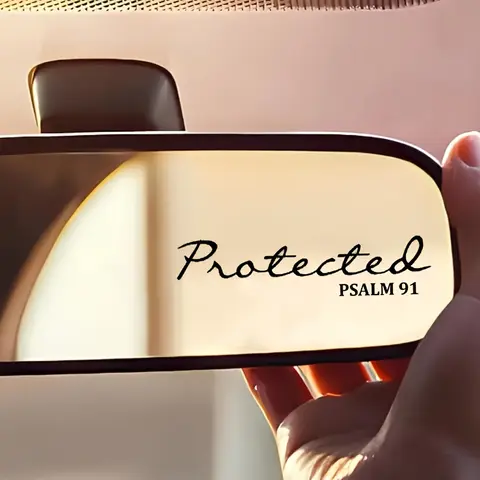2PCS/SET "Protected PSALM 91" Protection Themed Car Sticker, Stickers For Cars, Decal For Car Rearview Mirror Decoration, Create Devout Protection-Styled Interior Space, A Must for Religious Faith Enthusiasts