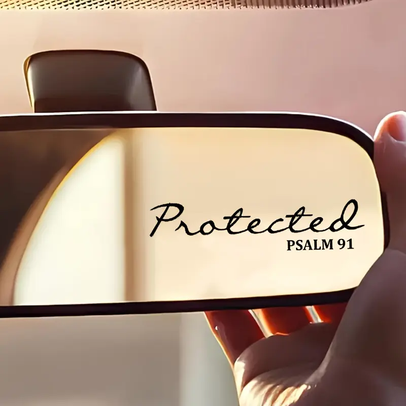 2PCS/SET "Protected PSALM 91" Protection Themed Car Sticker, Stickers For Cars, Decal For Car Rearview Mirror Decoration, Create Devout Protection-Styled Interior Space, A Must for Religious Faith Enthusiasts